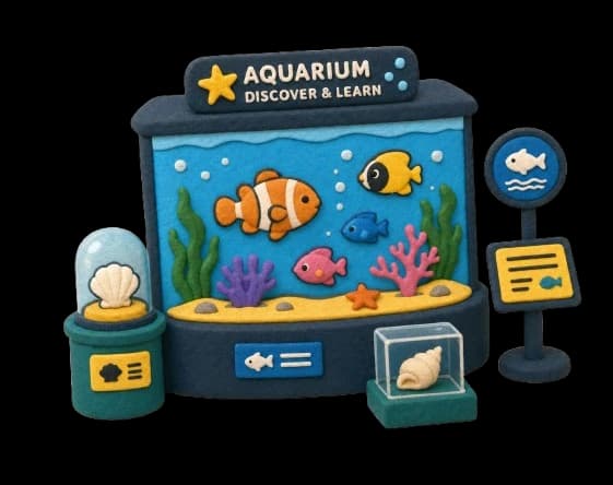 An aquarium kiosk at a venue